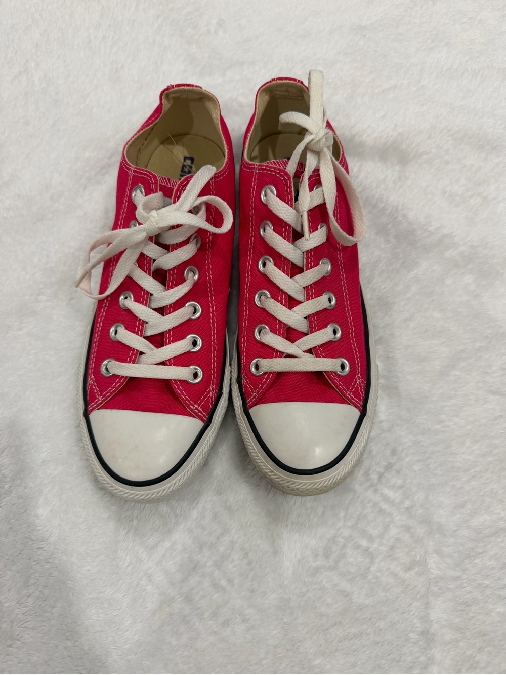 Converse Low-Top Canvas Sneakers in Hot Pink and White